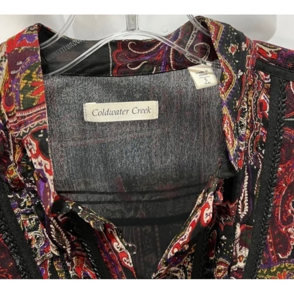 Coldwater Creek Womens Sz S 6-8 Paisley Print Chiffon Button Up Front Blouse Top - Picture 6 of 7